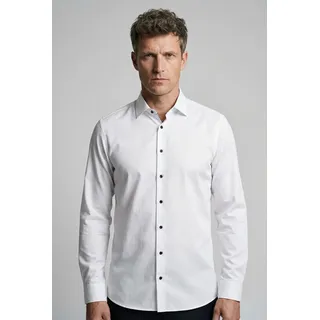 Langarmhemd OLYMP "No 6", Herren, Gr. 43, N-Gr, weiß, Web, Obermaterial: 100% Baumwolle, unifarben, sehr schmal normal, 2-Knopf-Manschette, Hemden Langarmhemd, Businesshemd, super slim fit, New York Kentkragen