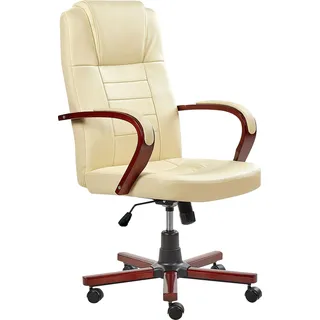 BELIANI Bürostuhl Beige Echtleder Massagefunktion Heizfunktion höhenverstellbar Büro Arbeitszimmer modern - Beige, Schwarz, Braun
