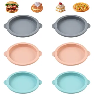 6 Stück Heißluftfritteuse Eierform, 10 cm Silikon Rund Eierform | Hitzebeständig und Antihaftbeschichtet Burger Buns Backform Silikon, Pancake Form für Eiersandwiches, Pfannkuchen und Crêpes