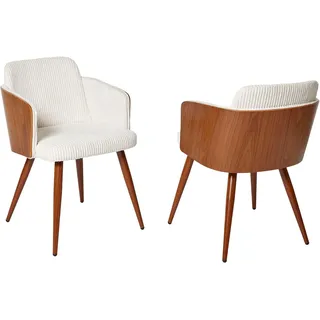 Schalenstuhl JAHNKE "CHIC SIT DUO", sanftes weiß, walnuss, walnuss, B:54cm H:78cm T:57cm, Polyester, Stühle, Schalenstuhl, edles Design,Massivholz-Rückenteil,Armlehnen,Metallgestell in Holzlook