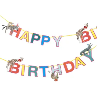 Talking Tables 1 Girlande 3m Safari Tier Party Papiergirlande Happy Birthday Kinderzimmer Dschungel Umweltfreundlich Tiersafari Dekoration für Geburtstagsparty 300x25x10mm