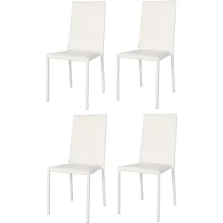 t m c s Tommychairs - Set von 4 stapelbaren Stühlen Modell Julia für Küche, Bar und Esszimmer, robustes Gestell aus Stahl, gepolstert und mit weißem Kunstleder bezogen - Weiß