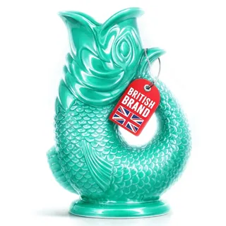 Bubble Jug Wasserkaraffe Keramikkrug in Fischform - 1,5 L, Salbeigrün - Fisch Karaffe mit Gluckergeräusche für lustiges ausgießen von Wasser, Wein & mehr - Bubble Jug Karaffe Fisch - Fischkrug