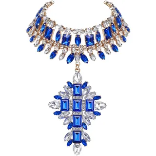 EVER FAITH Kostüm Statement Bib Halskette, funkelnde Strass Kristall Vintage Art Deco Chunky Choker Halskette für Damen