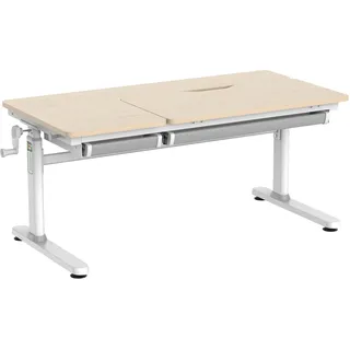 HOKO®Kinderschreibtisch höhenverstellbar 54-76 cm, Ergo Schreibtisch für Kinder & Jugendliche, 120x60 cm, neigbare Tischplatte mit Schublade - Braun