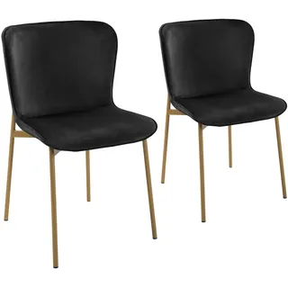 Svita MARY Polsterstuhl Samt schwarz/gold 2er Set