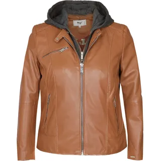 Lederjacke MAZE "Lederjacke 42021318", Damen, Gr. 54, braun (cognac), Obermaterial: 100% Lammleder LEL. Futter: 100% Baumwolle CO., Jacken Lederjacke