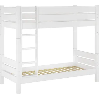 Etagenbett für Erwachsene weiß 100x190 Hochbett teilbar Zubehör wählbar V-60.16-10-190WT80Rollrost inkl. - Weiß