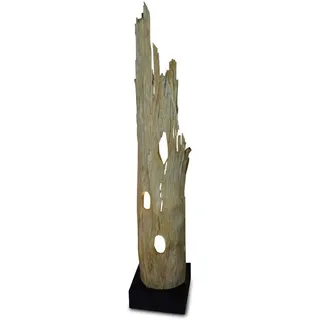 Kinaree Treibholz Stehlampe RANONG – 127 cm große Stehlampe aus altem Teakholz | Handgefertigte Naturholz Lampe mit warmem Licht – Design Stehleuchte für Wohnzimmer & Flur