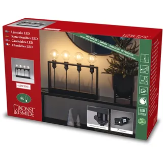 Konstsmide LED Holzleuchter, schwarz lackiert, mit an/aus Schalter inkl. Dimmer, 4 klare Birnen, 24V, Innen, 3,6W, schwarzes Kabel - 3923-710TR