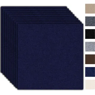 Teppichfliesen 30x30cm Selbstliegend - 10 Stück Set - 0.9m2 - Teppich Bodenbelag, Strapazierfähiger Teppichboden mit Rückseite, Teppich Fliesen für Wohnung, Büro, Gewerbe, Schlafzimmer, Dunkelblau