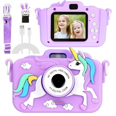 Kinderkamera, Kinder Kamera 1080P 2,0-Zoll-HD Fotoapparat Selfie Digitalkamera mit 32GB SD-Karte Kinder Spielzeug 3-10 Jahre Mädchen Junge Geburtstag Weihnachten Geschenk (Lila)