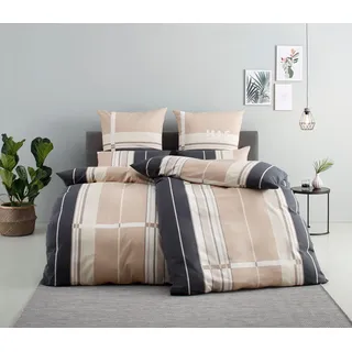OTTO home Golfi Gestreift Baumwolle Taupe 155 x 220 cm + 80 x 80 cm