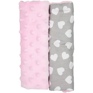 TupTam Kinder Auto Gurtschutz Gurtschoner 2er Pack, Farbe: Herzen Weiß/Rosa