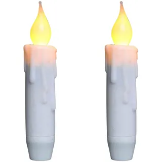 CVHOMEDECO. Flackernde Stabkerzen, LED-Tropfkerzen, flammenlose Kerzen, batteriebetrieben mit Timer, Weiß, 4-3/4 Zoll, 2 Stück