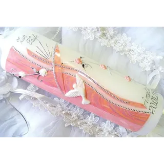 Taufkerze Kommunionkerze Junge Mädchen 250/70 mm VT-42 inkl. Zubehör für selbstbeschriften