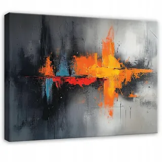 WallArena Wandbild XXL Abstrakt Grau Bunt Modern Wohnzimmer 100x70