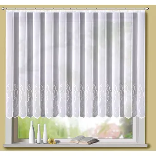 Gardine STICKEREIEN PLAUEN "Helena" Gr. 5, weiß, B:300cm H:175cm, Polyester, Gardinen, Gardine, veredelt mit echter Plauener Spitze Stickerei