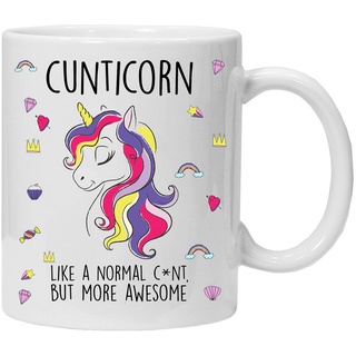 Cunticorn Tasse C*nt Einhorn Freund Lustige Tasse Geschenk & Geschenkbox Set Sarkasmus Tasse Einhorn Muttertag Tasse Geschenke Arbeitstasse (weiß)