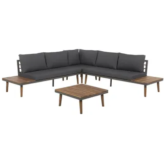 Beliani Lounge-Set 5-Sitzer grau Corato , Grau , Holz , L-Form , Gartenmöbel, Gartengarnituren, Gartenmöbel-Sets