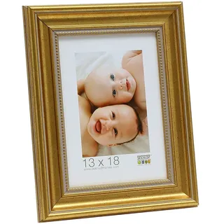 Deknudt Frames S45HA1 Bilderrahmen 30x45 Bilderrahmen Goldfarbe mit Perlenkante Kunststoff Fotokader