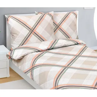 Leinen Baumwollsatin - Beige, Lachs, Grün - 140x220, 70x90