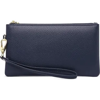 SENDEFN Damen RFID Clutch Handtasche Echtes Leder Tiefes Blau - Blau