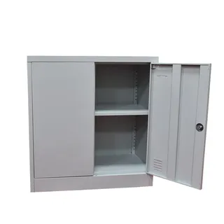 Garden Friend Schrank mit Regal mit Zwei Türen A1844032 aus Stahlblech mit Schlüsselschloss grau