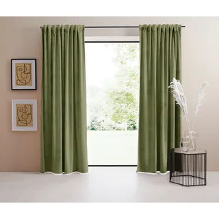 Vorhang "Samt Ladina" Gr. 1, grün, B:140cm H:145cm, Polyester, Polyester, LEGER HOME BY LENA GERCKE, Gardinen, Vorhang, blickdicht, gewebt, verschiedene Größen, Bestseller