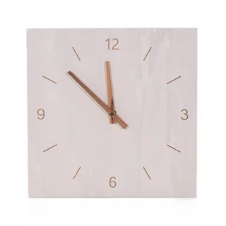 Today Simplicity Wanduhr aus Sperrholz, 30x1.2x30 cm, Beige, Quadratisch, Analog, Mechanisch, Kabelgebunden, Indoor, 761 Gramm