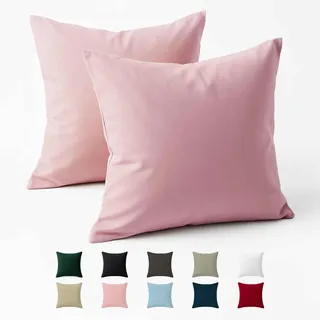 Kissenbezug 65 x 65 Baumwolle Renforcé (2er-Set) - Rosa - Dicht gewebt mit 57 Fäden/cm2 - Kissenbezüge 65 x 65 cm - Oeko Tex Zertifiziert - Dreamzie