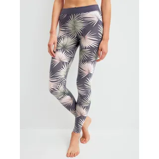 Leggings CALIDA "Elastic Trend", Damen, Gr. L (48/50), N-Gr, graystone, Single Jersey, Obermaterial: 94% Baumwolle, 6% Elasthan, eng lang, Hosen Leggings, floraler Print, Baumwollmix, weicher elastischer Bund, bequem