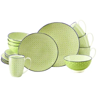 Kombiservice CREATABLE "Mediterran, Service 16-tlg.", grün, 16, Steinzeug, Geschirr-Sets, Kombiservice, Mediterraner Flair, Traditionell keramische Motive