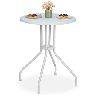 Relaxdays Gartentisch Ø 60 x 73 cm Weiß