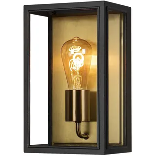 Konstsmide Wandleuchte Carpi | Stahl/klares Glas | E27 | schwarz/messing | 18x13,5x30cm | 7347-758