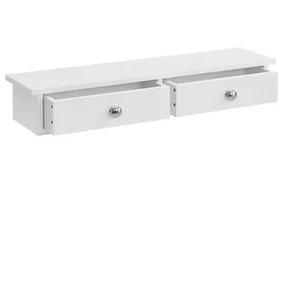 [en.casa] Wandregal Geeste , Weiß , Holzwerkstoff , 2 Schubladen , 15x10x60 cm , Wohnzimmer, Regale, Wandregale