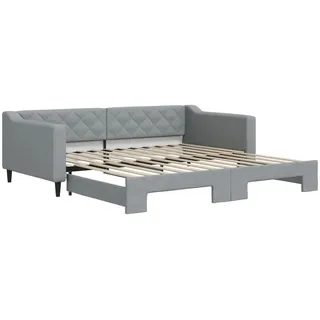 vidaXL Tagesbett Ausziehbar Hellgrau 100x200 cm Stoff - Grau