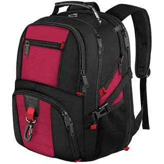 MATEIN Groß Laptop Rucksack Herren 17 Zoll, 17,3 Zoll Arbeit Wasserdicht Backpack Laptoptasche Reisen Rucksack, Schulrucksack Teenager Jungen Anti Diebstahl Business, Rot