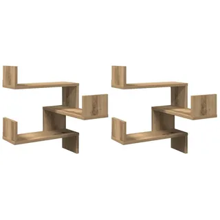 Wand-Eckregale 2 Stk. Artisan-Eiche 40x40x49,5 Holzwerkstoff - Braun