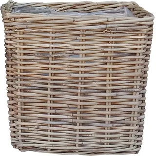Naturrattan Topf eckig mit Polybeutel Natur-Grau 35 x 35 x 35 cm