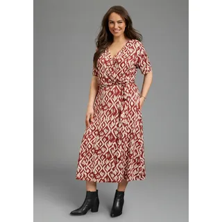 Jerseykleid LAURA SCOTT CURVE "Große Größen", Damen, Gr. 44, N-Gr, gemustert, Jersey, Obermaterial: 95% Viskose, 5% Elasthan, gemustert, figurumspielend wadenlang, V-Ausschnitt, Kleider Jerseykleid, wadenlanger Schnitt, aus weichem Jersey, elastische Viskosemischung