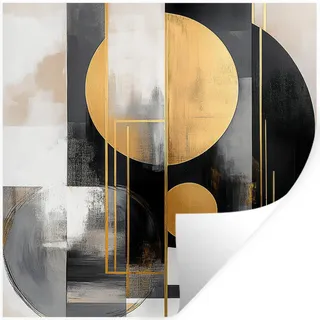 MuchoWow Wandtattoo Abstrakt - Gold - Silber - Formen - Ästhetisch - Modern 50x50 cm , Goldfarben , Kunststoff , Quadratisch , 50x50x0.1 cm , Tapeten & Wandverkleidungen, Wandtattoos & Sticker