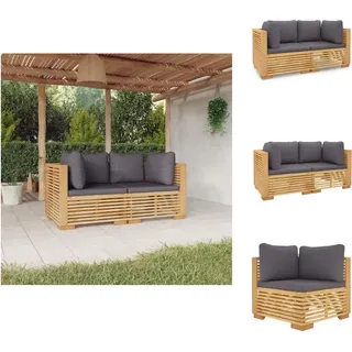vidaXL Garten-Ecksofas mit Kissen 2 Stk. Massivholz Teak - Gartenmöbel-Sets - Braun