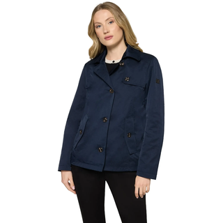 Kurzjacke BETTY BARCLAY "Kurzmantel mit Kragen", Damen, Gr. 36, blau (dunkelblau), Obermaterial: 60% Polyester PES. 40% Polyamid PA., Jacken Kurzjacke