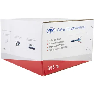 PNI FTP CAT6 Kabel - 10000 Mbit S - Cat.6 Netzwerkkabel Verlegekabel 305 m, FTP Geschirmt Ethernet Kabel, Hochgeschwindigkeits Internet Kabel
