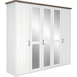 Sconto Drehtürenschrank LUCA 241 x 212 x 62 cm Pinie Weiß/Trüffel