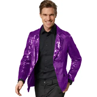 Pailletten-Jackett Herren - lila, XL