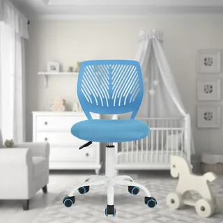 FurnitureR Vielseitiger Bürostuhl für Kinder, Arbeitsstuhl ohne Armlehnen, höhenverstellbar, drehbar, bunt, für Schule und Büro, zu Hause, blau