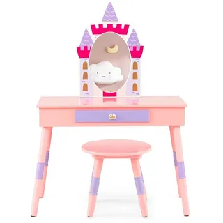 Costway Schminktisch aus Holz Pink , 39x102x74 cm , Babymöbel & Kindermöbel, Babyzimmer, Babyregale & Kinderregale