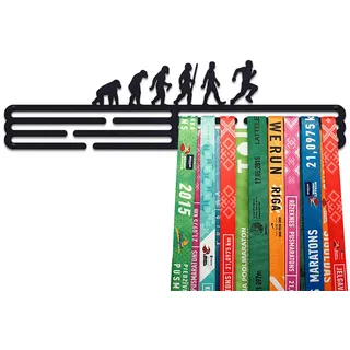 United Medals DARWIN Medaillenhalter Running Laufen für 48 Medaillen Aufbewahrung - Läufer Geschenk Marathon Zubehör - Medal Holder Hanger Display Rack - Schwarz